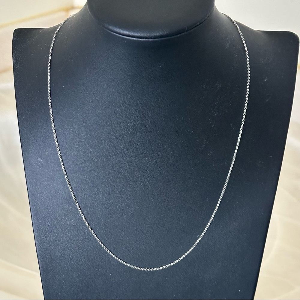 14k Solid White Gold Cable Link Chain - image 1